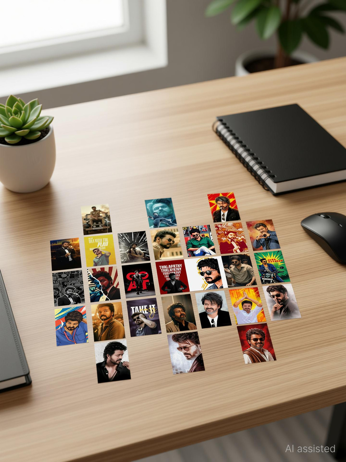 Image of Pack of 27 Thalapathy Vijay HD Wall Collage Kit | Fan-Made Poster Set for Bedroom, Office & Dorm Room Decor | Premium Photographic Paper Prints | 6x4 inch | Perfect Birthday Gift for Vijay Fans Paper Print