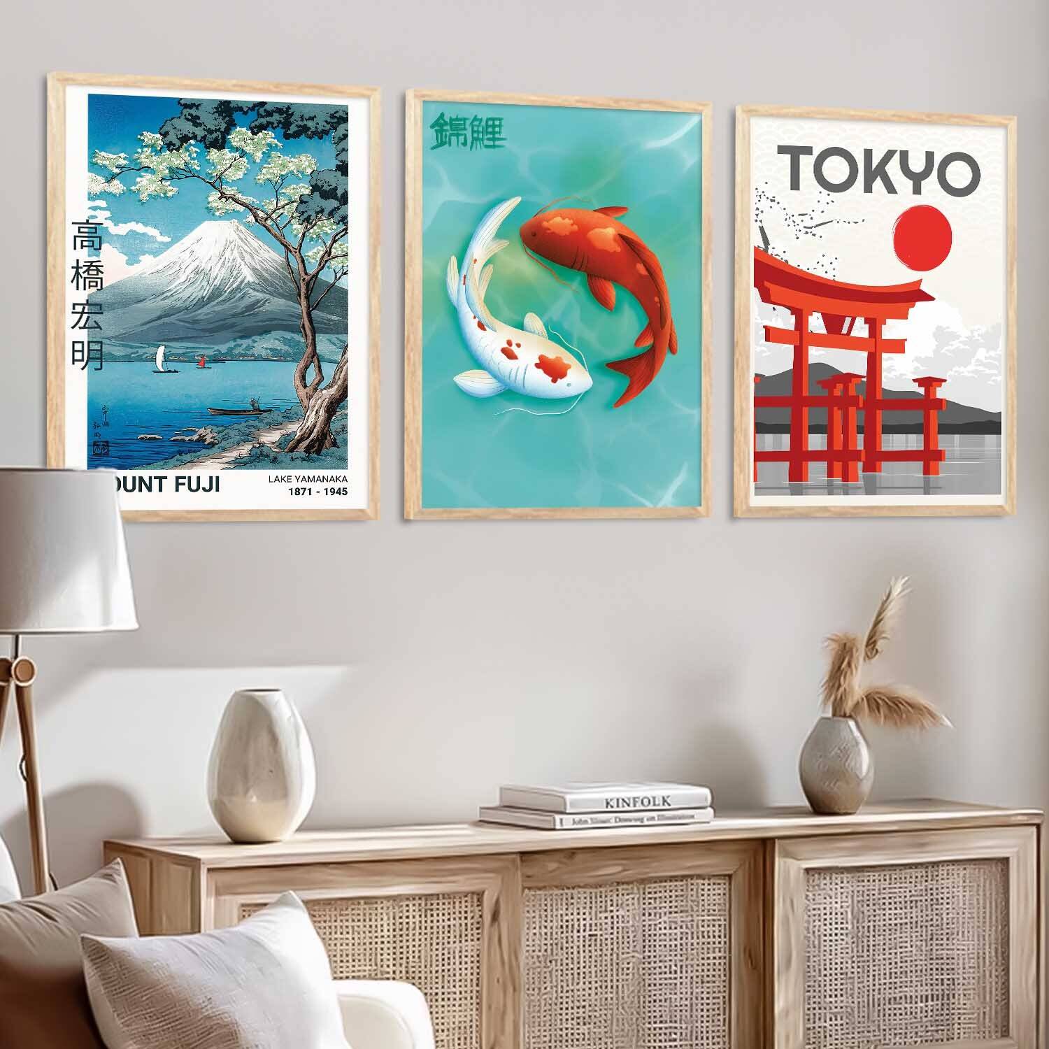Aesthetic Japanese Nature and City View Wall Framed Posters