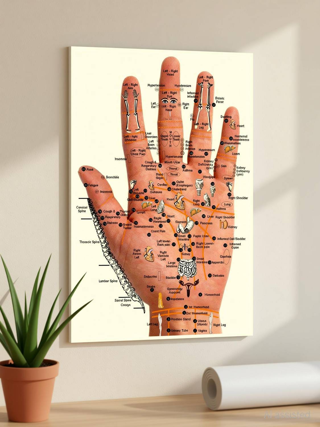 Accupressure poster Palm Hand POSTER LARGE Print on 36x24 INCHES Fine Art Print