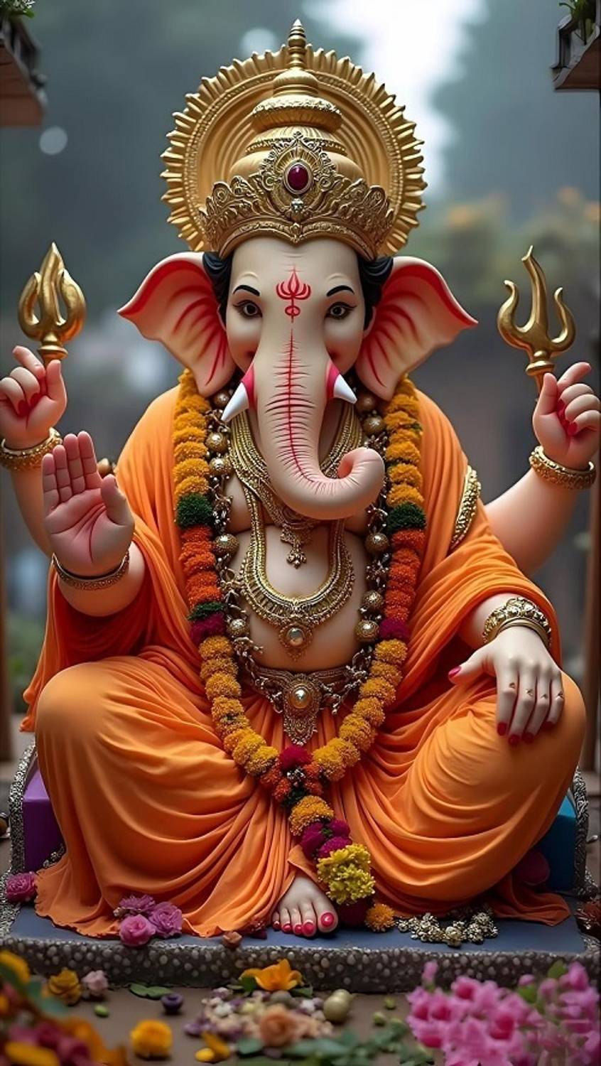 Ganesh Ji Poster on 300gsm Paper With Gloss Lamination (Unframed) With Double Side Tape D72 Photographic Paper