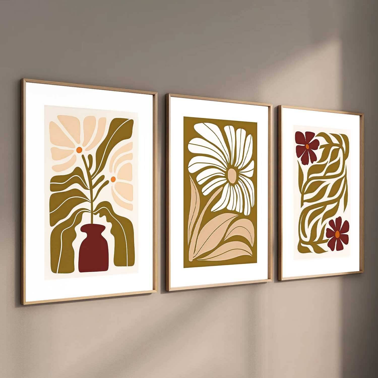 Boho Art Home Decoration Painting | Paintings With Frame For Living Room Bed Room Hotel Wall Decor Digital Reprint Set of 3 Paper Print