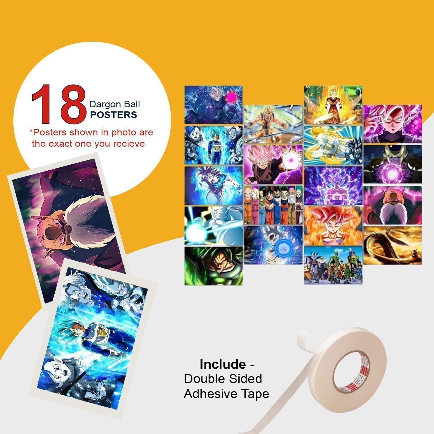 Image of Dragon Ball Anime Poster Set - 18-Pack Unframed 6x4 Inch Wall Collage Kit Featuring Goku, Vegeta, Gohan & More - Manga-Inspired Decor for Bedroom, Dorm & Anime Wall Aesthetic Fine Art Print