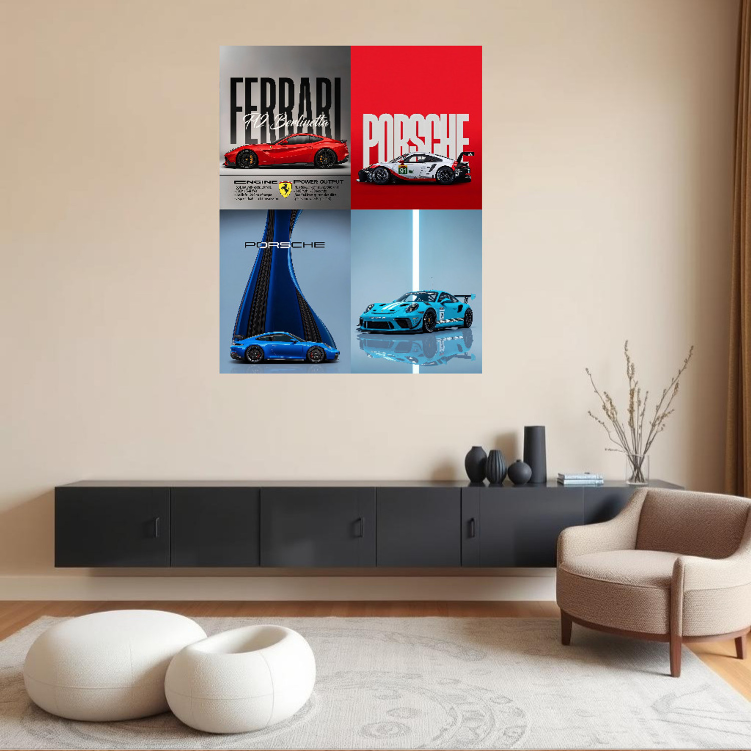 Image of The Porsche 911 in Rivierablue Aesthetic Car Wall Posters Fine Art Print