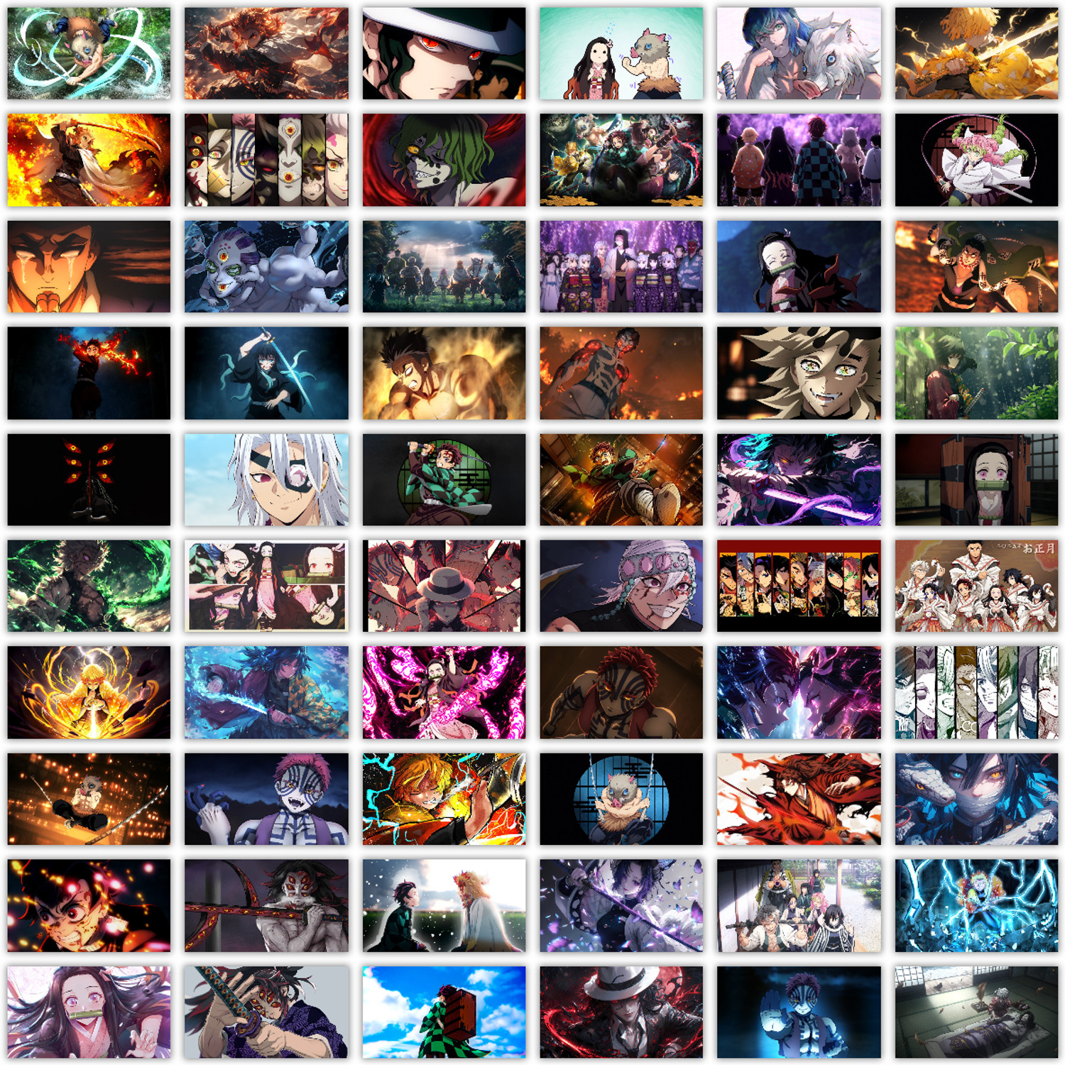 Image of Pack of 60 Demon Slayer: Kimetsu no Yaiba Anime Aesthetic Wall Collage kit Posters | Posters for Wall Decoration | Wall Art For Bedroom, Office, Living room, Dorm room Photographic Paper