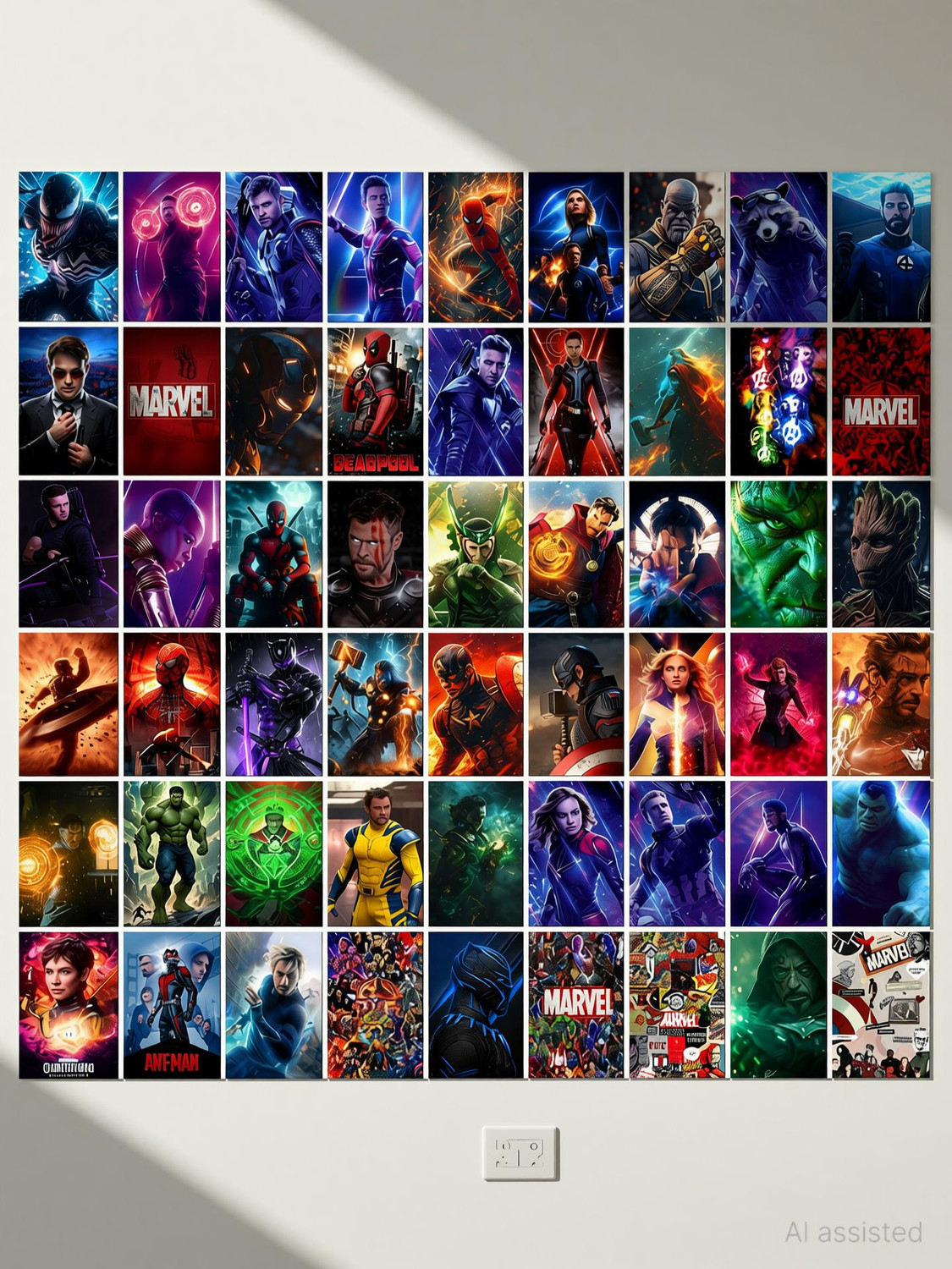 Image of Pack of 54 Marvel Superheroes Aesthetic Wall Collage kit Posters | Avengers's Posters for Wall Decoration | Wall Art For Bedroom, Office, Living room, Dorm room Fine Art Print