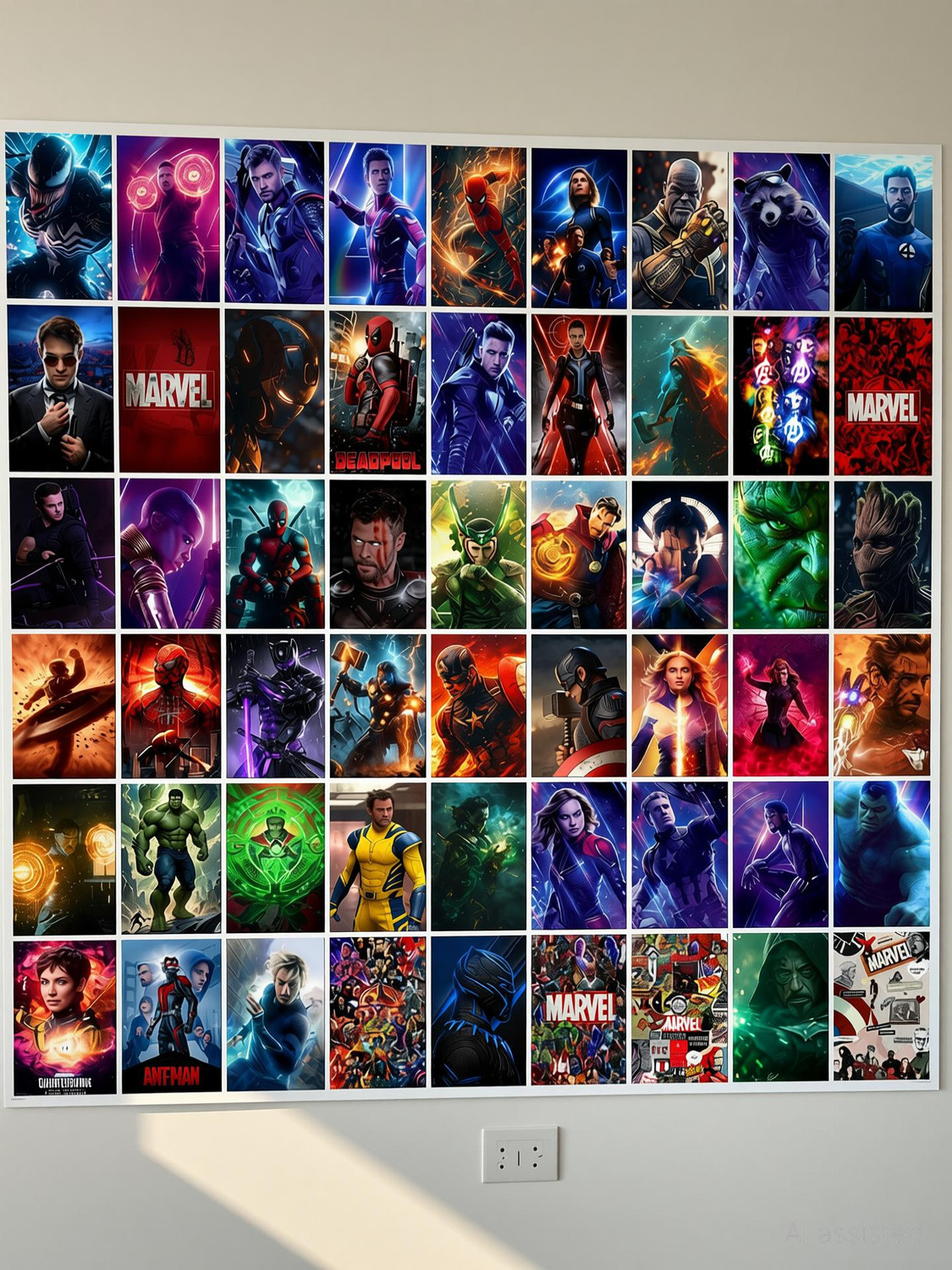 Image of Pack of 54 Marvel Superheroes Aesthetic Wall Collage kit Posters | Avengers's Posters for Wall Decoration | Wall Art For Bedroom, Office, Living room, Dorm room Fine Art Print