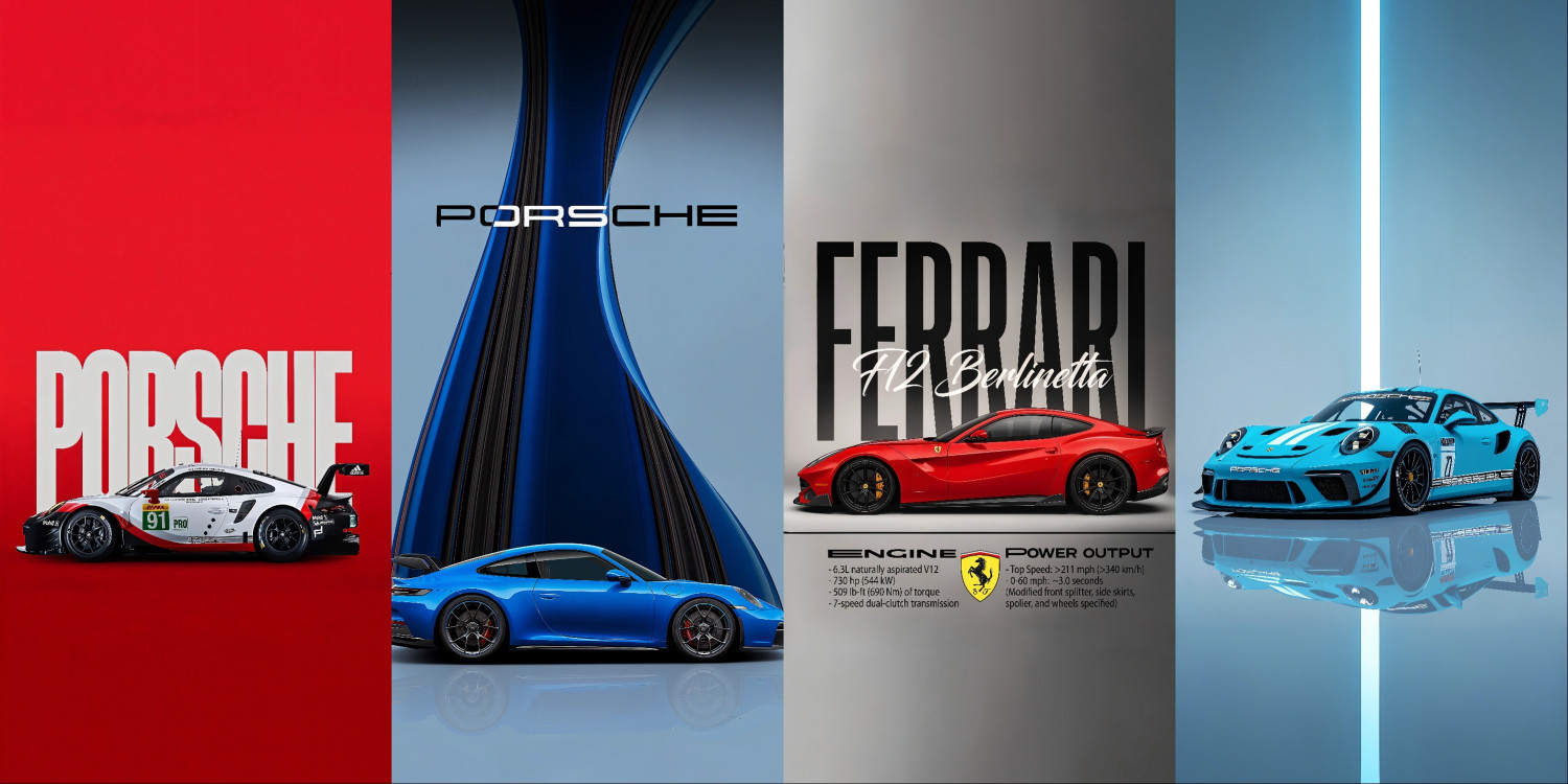 Image of The Porsche 911 in Rivierablue Aesthetic Car Wall Posters Photographic Paper