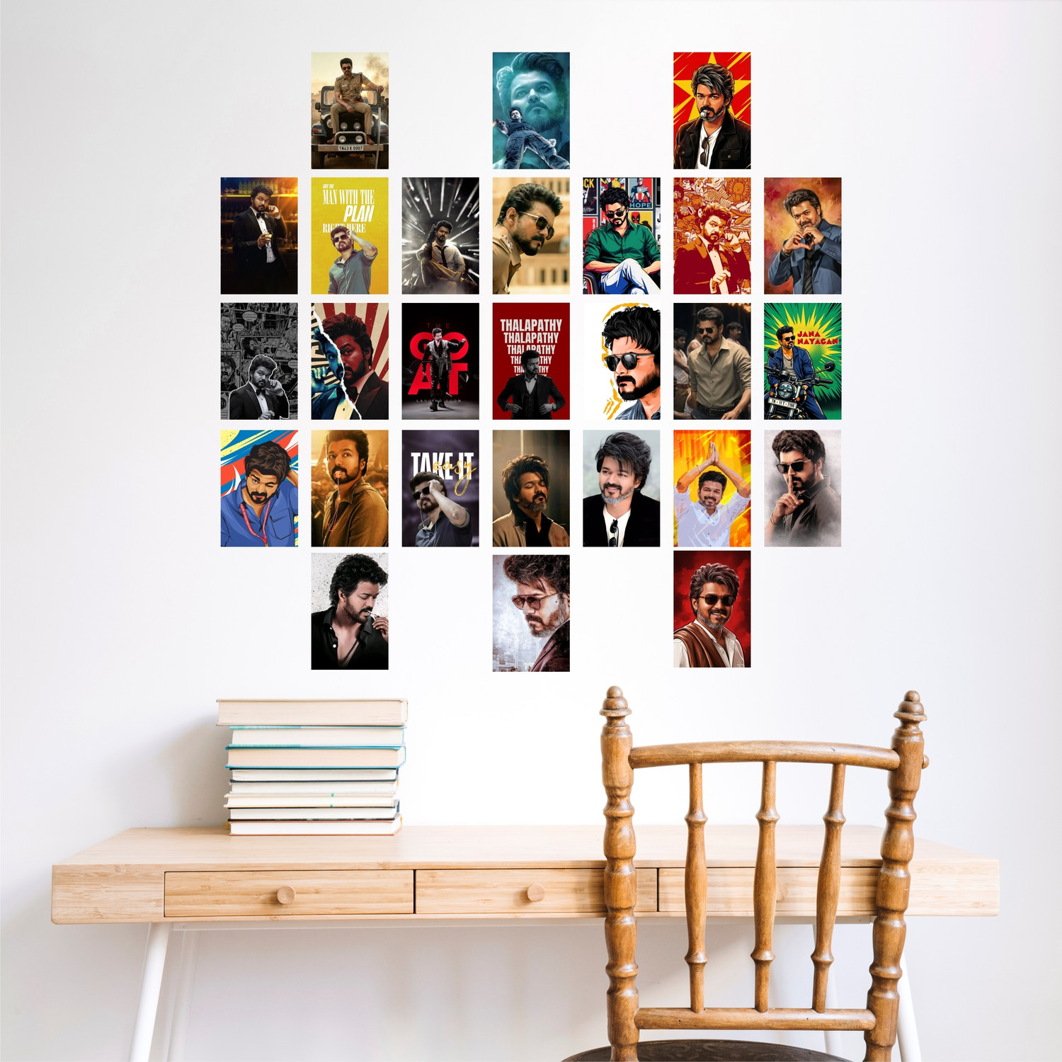 Image of Pack of 27 Thalapathy Vijay HD Wall Collage Kit | Fan-Made Poster Set for Bedroom, Office & Dorm Room Decor | Premium Photographic Paper Prints | 6x4 inch | Perfect Birthday Gift for Vijay Fans Paper Print