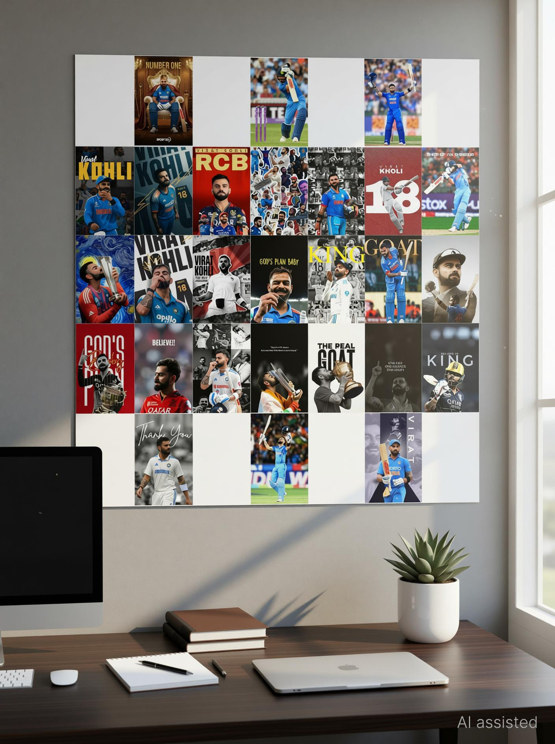 Image of Pack of 27 Virat Kholi Legend Art Wall Collage Kit Posters (4 x 6 Inches) | Wall Art for Bedroom, Living Room, Office | Small Posters for Room Decoration | Sports Wall Decor | Cricket Player Poster Set Paper Print