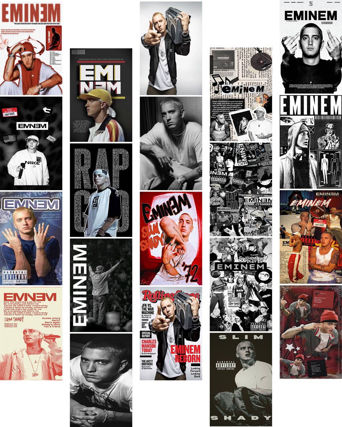 Eminem Poster Set of 20 (4x6 Inch) | Rap Music Aesthetic Wall Art
