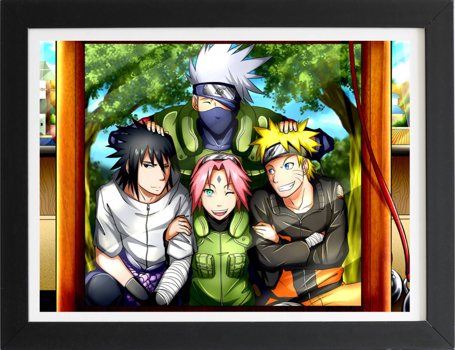 Team 7 | Kakashi x Naruto x Sasuke x Sakura | Naruto Anime Framed