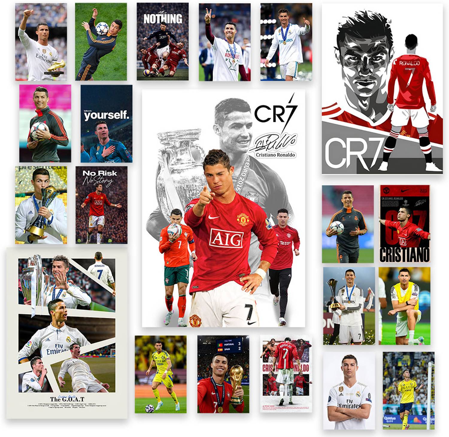 B&B CR7 Posters Set of 21 (Mix Size) Pack of 21