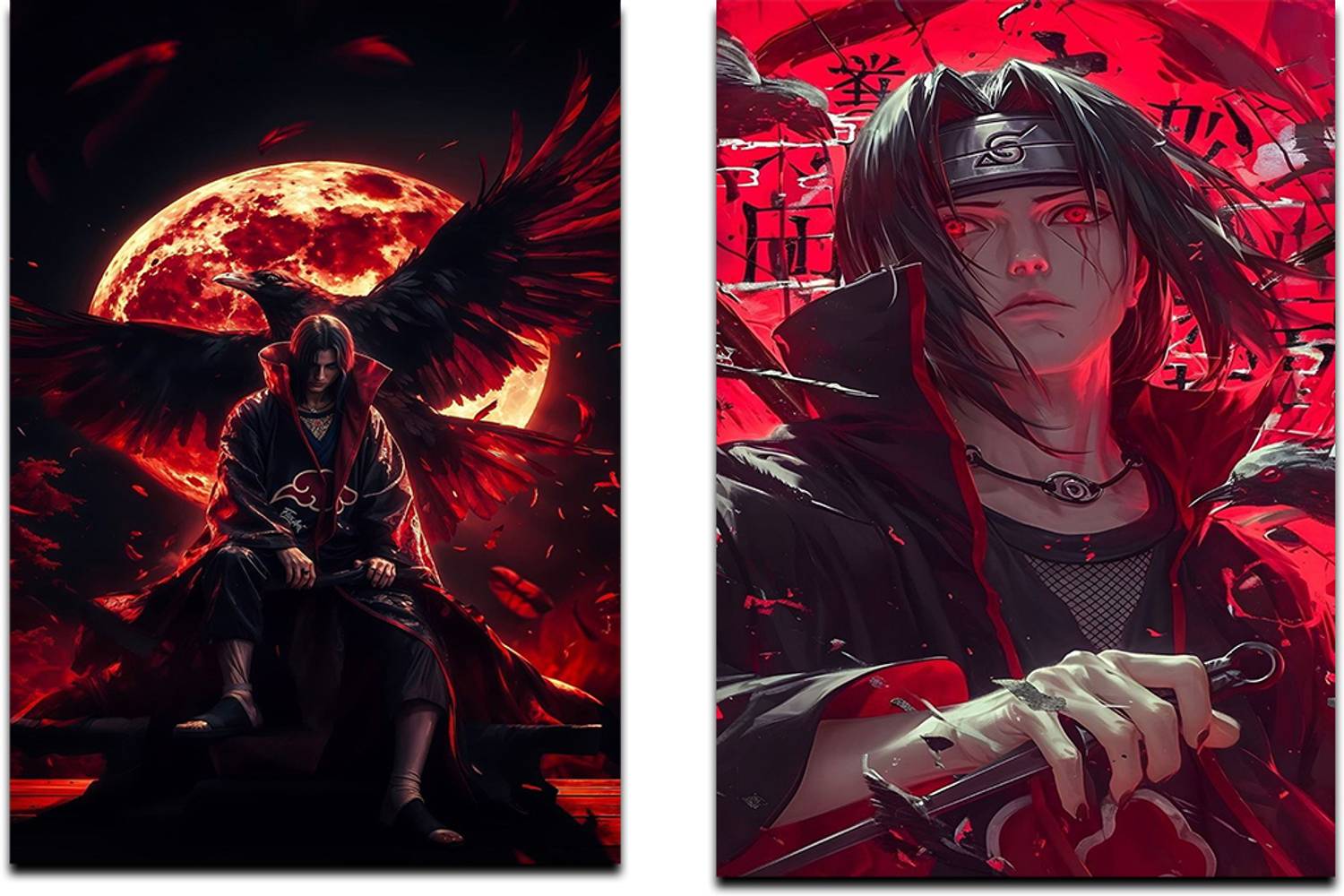 anime posters| itachi anime wall posters| pack of 2 anime posters |poster for wall |paper print (18*12 inch| corrugated tube) Paper Print