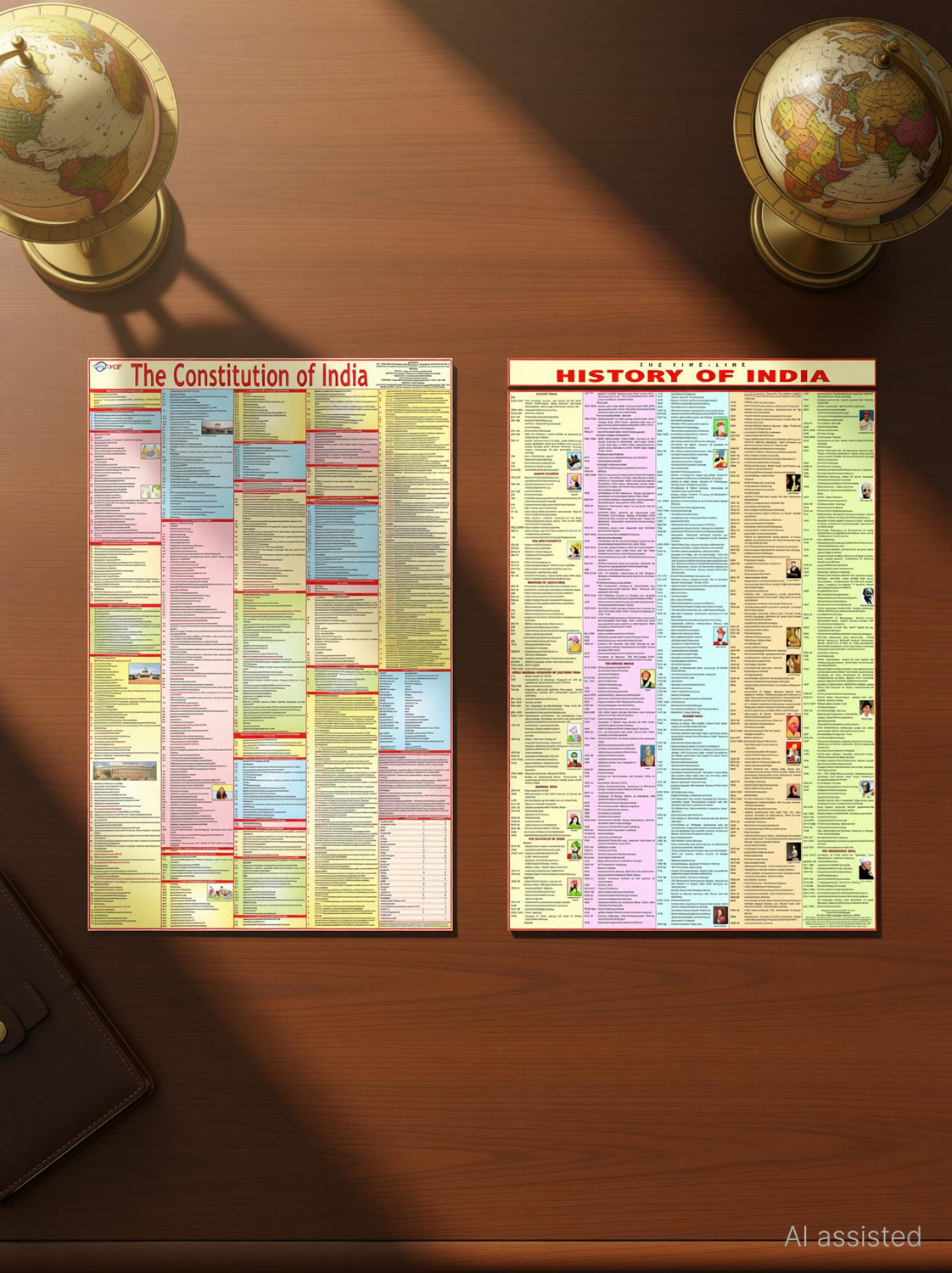 Image of Constitution & History Chart Combo ( Set of 2 ) - Laminated Photographic Paper