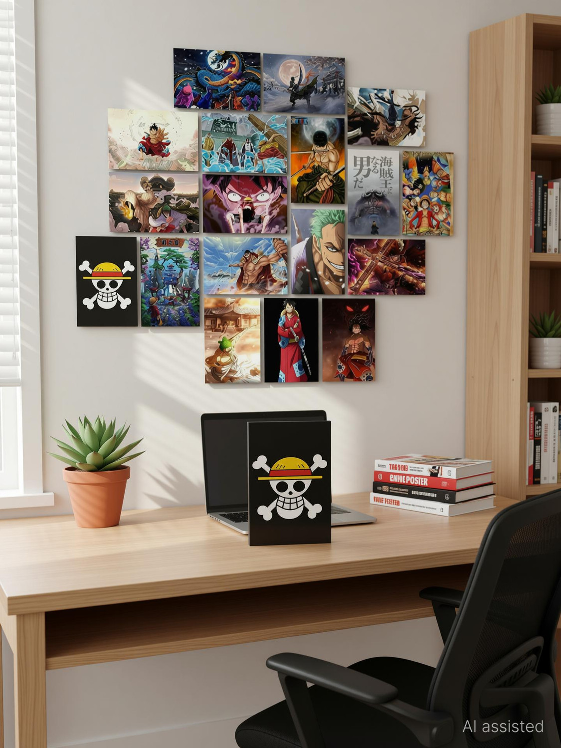 Image of One Piece ANIME WALL POSTER | PACK OF 18 wall collage kit |ANIME WALL COLLAGE 6 * 4 inches |Monkey D. Luffy, Roronoa Zoro,Franky (ATTACK) Fine Art Print