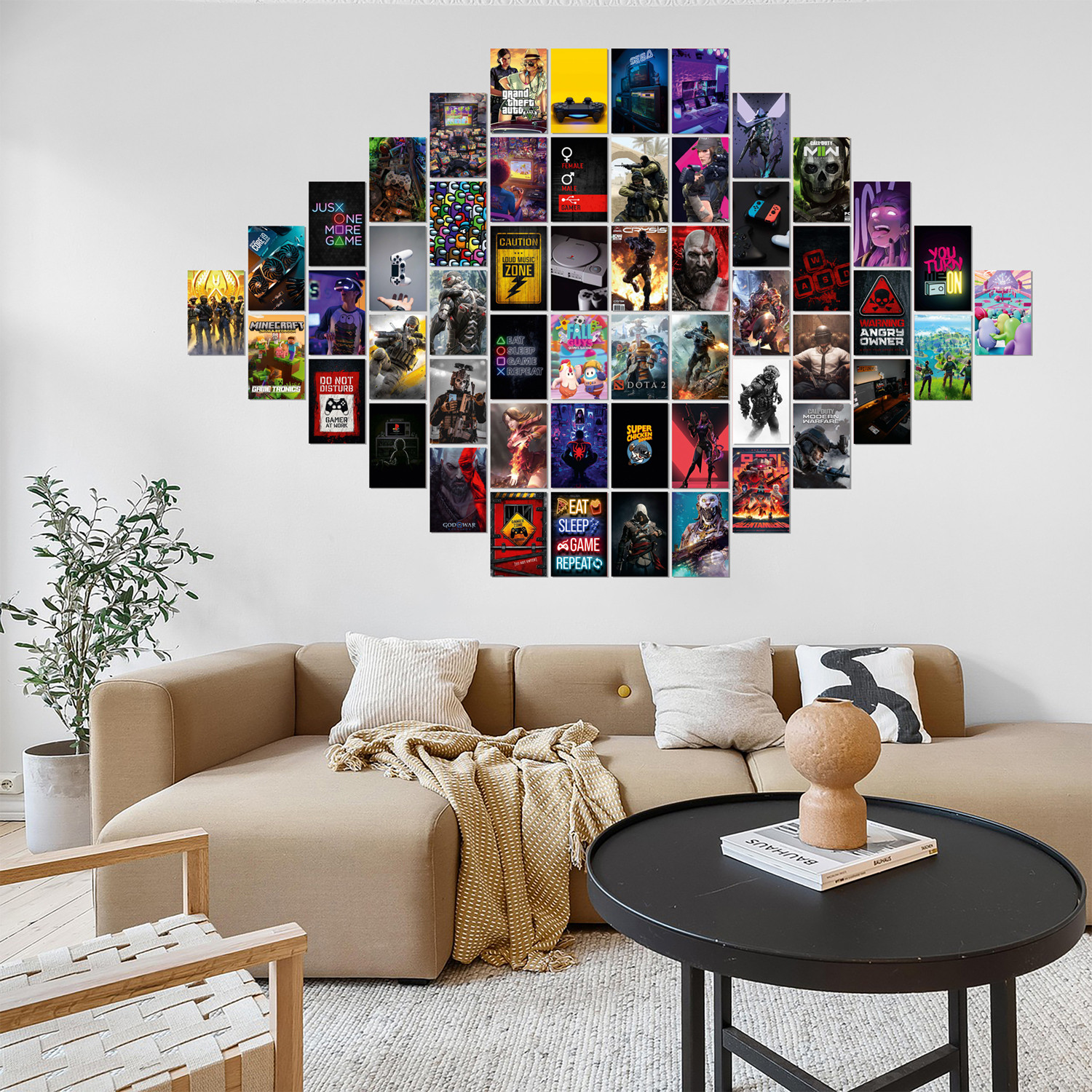 Image of Cyber Gaming Aesthetic Poster Set 54 pcs size 4 x 6 cm - Sci-Fi Gamer Wall Decor Paper Print