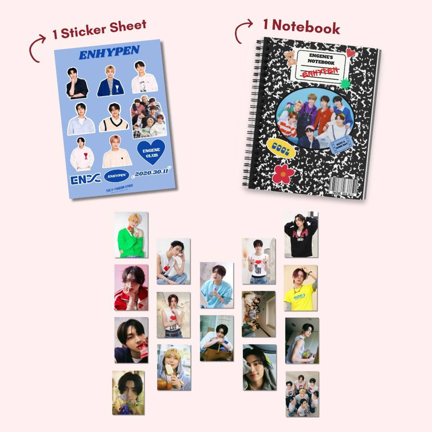 Enhypen Notebook Combo Pack Of 1 Notebook, 16 Photocards, 1