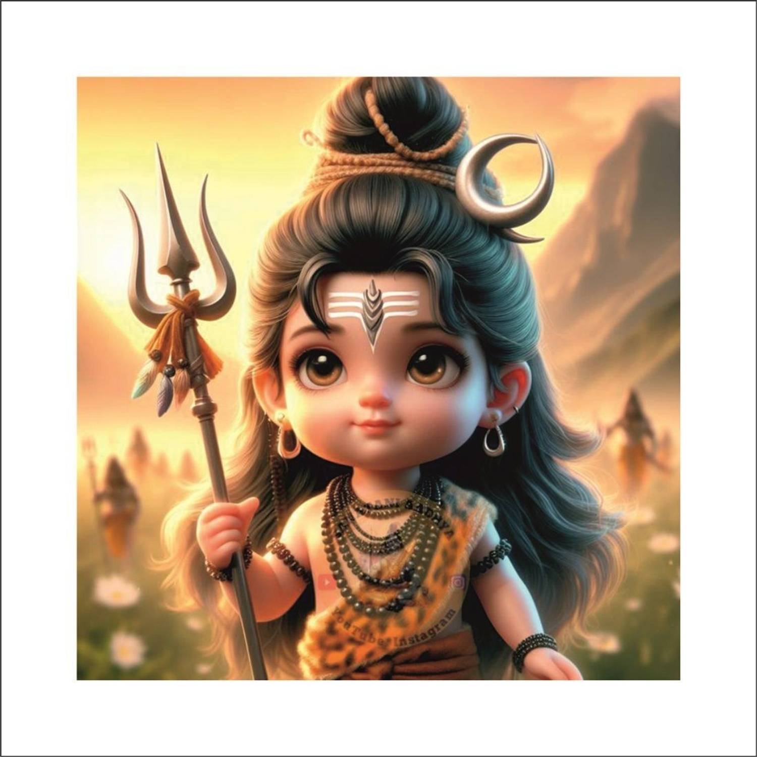 AnaBiaDecor 16 inch SV Decor Smiley Bal Shiv God Wall Poster (Size - 41 CM x 41 CM) Self Adhesive Sticker