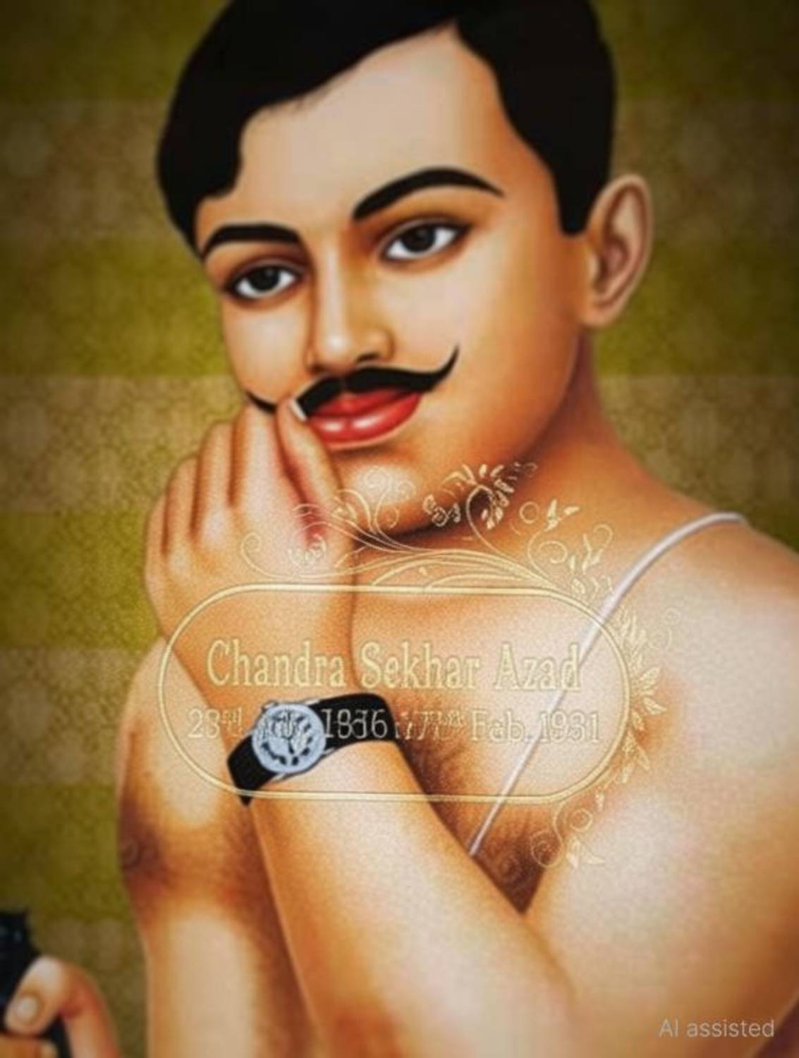 Chandra Shekhar Azad UV Textured water proof Decorative Art Print of Indian Freedom Fighter Premium Quality Wall Poster (12 inch X 18 inch, Rolled) Paper Print