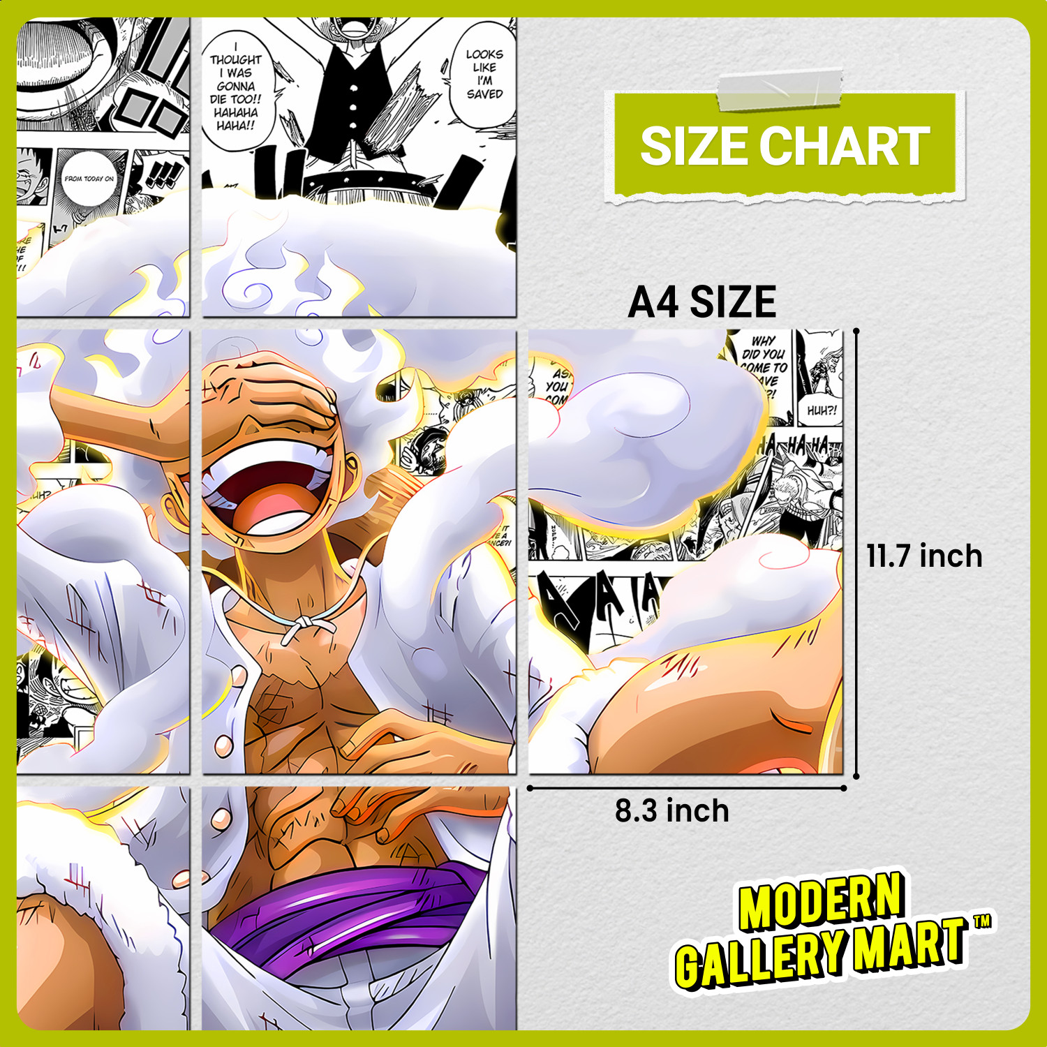 Image of Pack of 20 One Piece Monkey D. Luffy Manga Posters | A4 Size | With Glue Dots Fine Art Print
