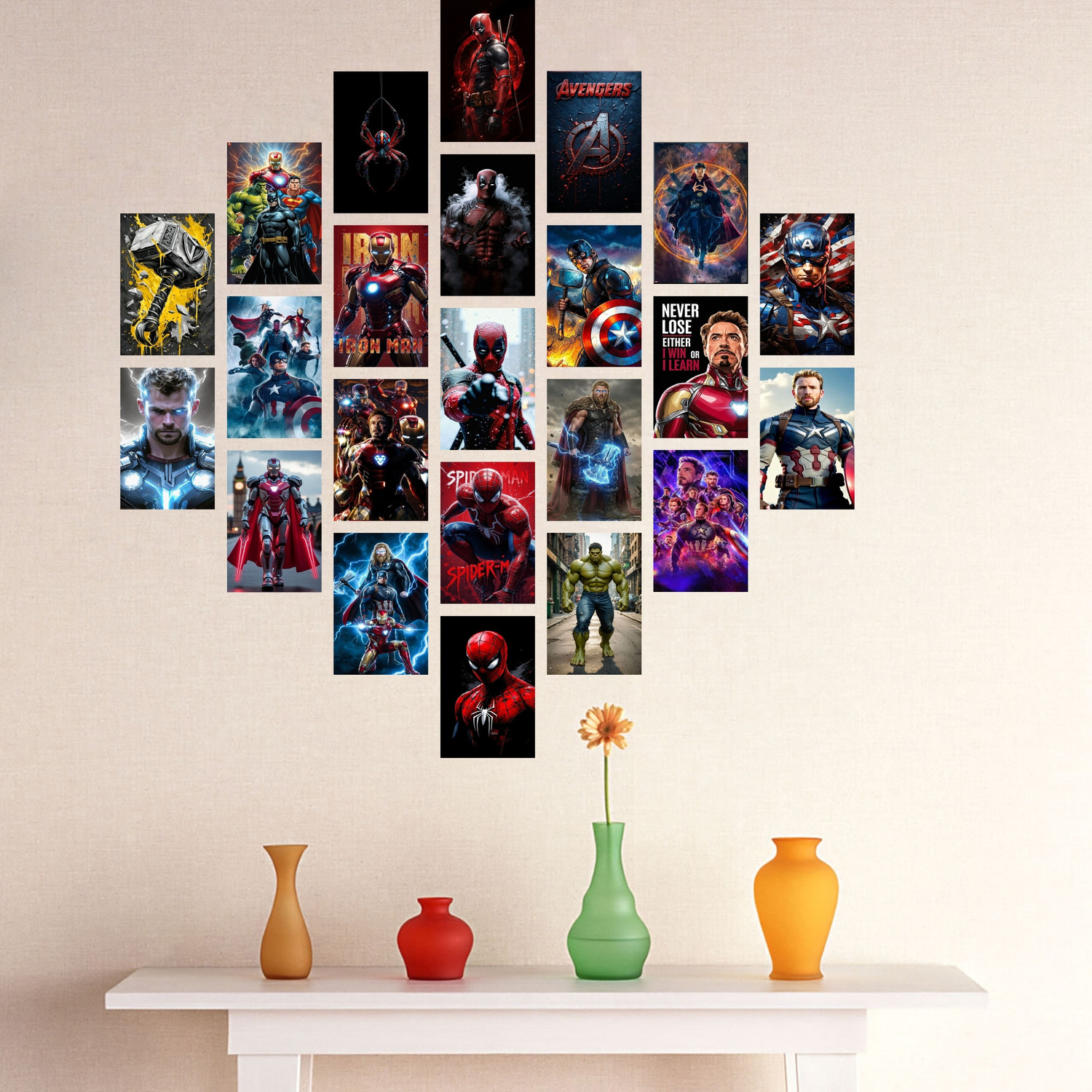 Image of Pack of 23 Avengers Wall Collage Kit Posters | Posters for Wall Decoration | Wall Art For Bedroom, Office, Living room, (6 inch X 4 inch) Vinyl