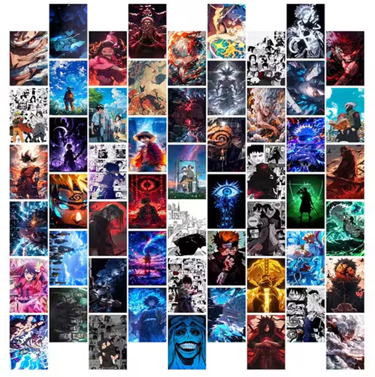 Image of Anime Aesthetic mix Collage Kit Wall Posters Collections | Set of 54 | 4x6 inch each | Wall Collage Kit, aesthetic posters | Room Decor Photo Collection | Posters for Room Decoration Fine Art Print