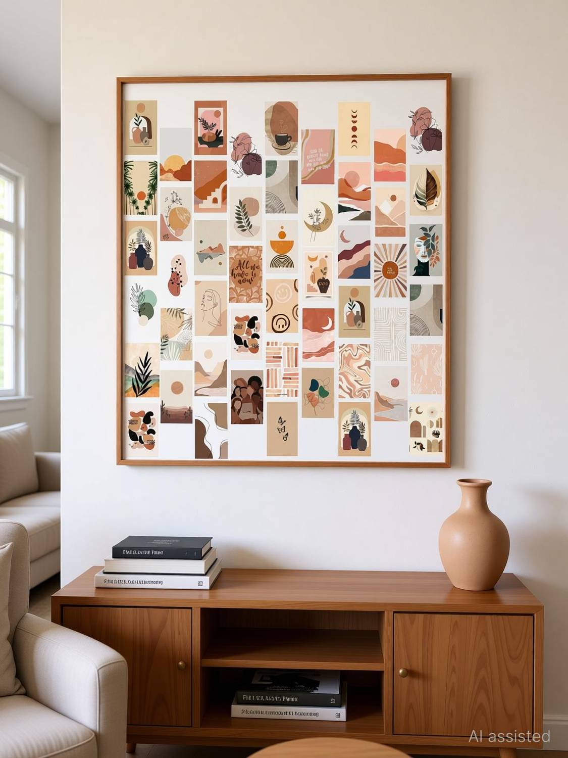 Boho Aesthetic Wall Collage Kit - Consists of 40 wall collages, these high quality art prints are ideal for room decoration, wall art and picture mounting; Each sheet measures 4" x 6" Fine Art Print