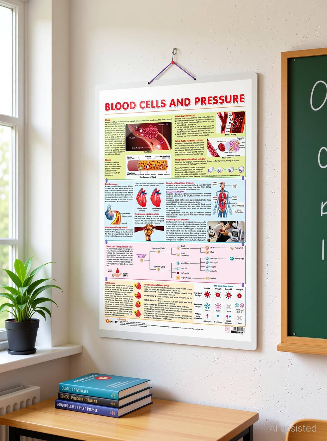 BLOOD CELLS AND PRESSURE CHART | Unraveling Blood Cells and Pressure: Comprehensive Anatomy Chart Paper Print