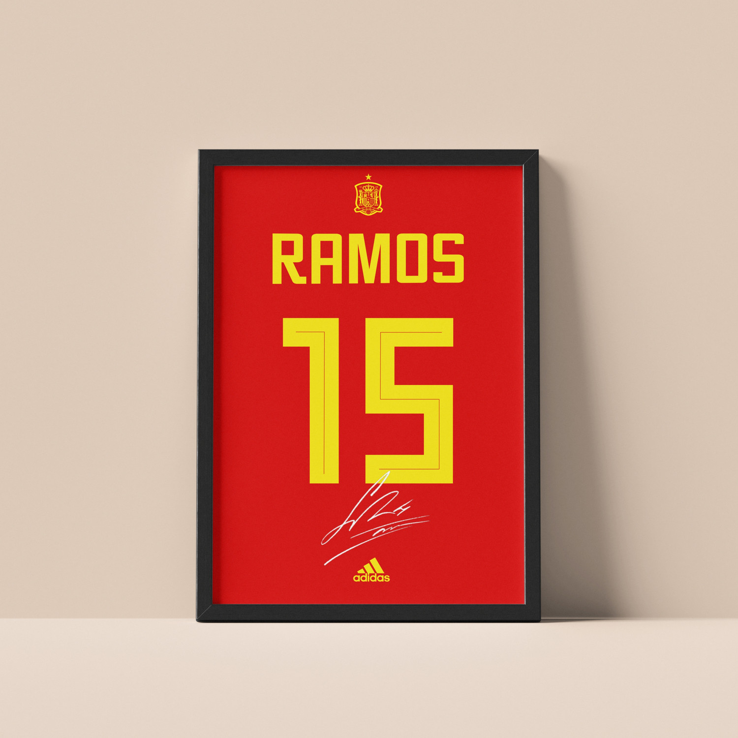 Image of Sergio Ramos Wall Poster Frames | 8x12 inch | World Cup special signed Jerseys Series | Hanging Wall Artwork Frames for Living Room, Bedroom, Office Photographic Paper
