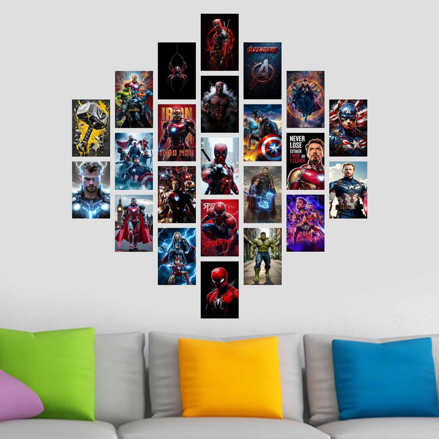 Image of Pack of 23 Avengers Wall Collage Kit Posters | Posters for Wall Decoration | Wall Art For Bedroom, Office, Living room, (6 inch X 4 inch) Vinyl