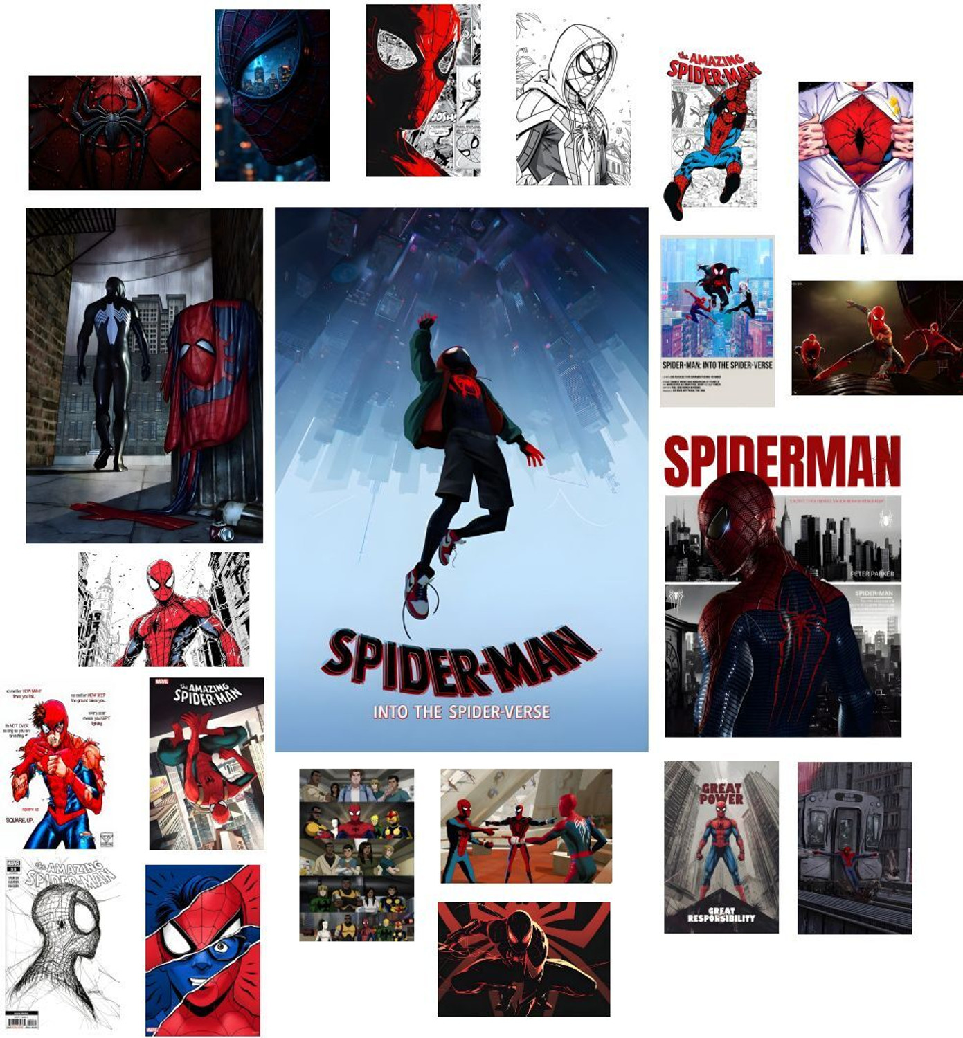 Image of Spider-Man Wall Art Poster Set of 21 | Mix Size Marvel Super Hero Poster For Wall Decoration, Kid Room, Study Room, Living Room, Bed Room Photographic Paper