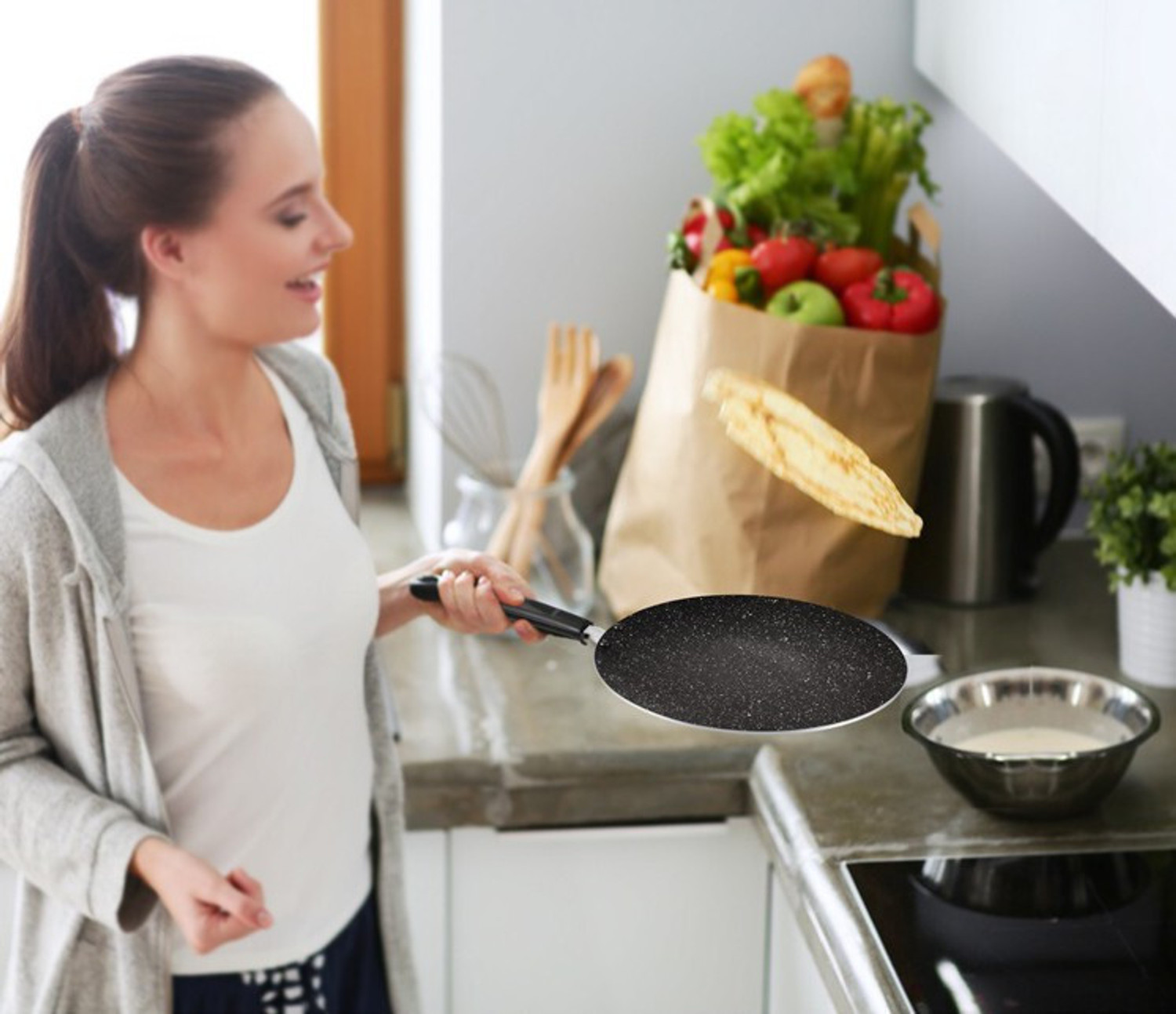 Image of MILTON Pro Cook Granito Induction Non-Stick Concave Tawa 26 cm Tawa 26 cm diameter (Aluminium, Non-stick, Induction Bottom)