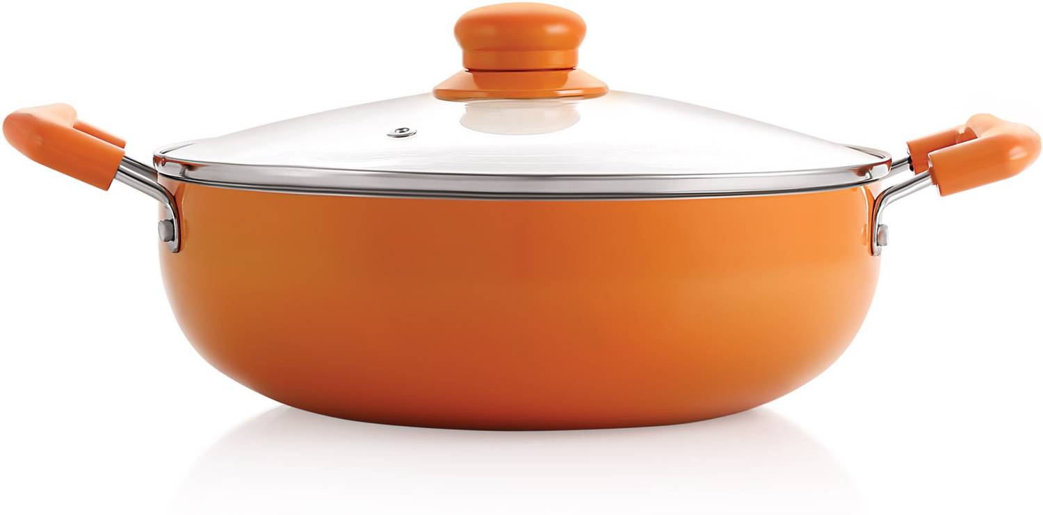 NIRLON 3.6L Orange Ceramic Non-Stick Kadhai 26cm - Image 1