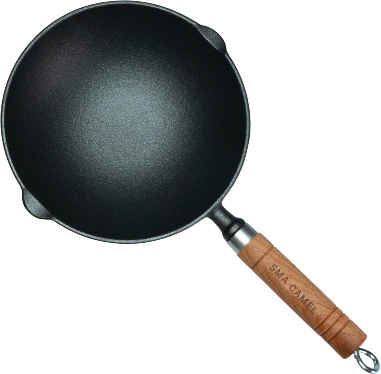 SMA CAMEL SMA CAMEL Pre-Seasoned Cast Iron Kadai with Wooden Handle | 8 Inches Kadhai 20.32 cm diameter 2.25 L capacity — Kadai & Handi