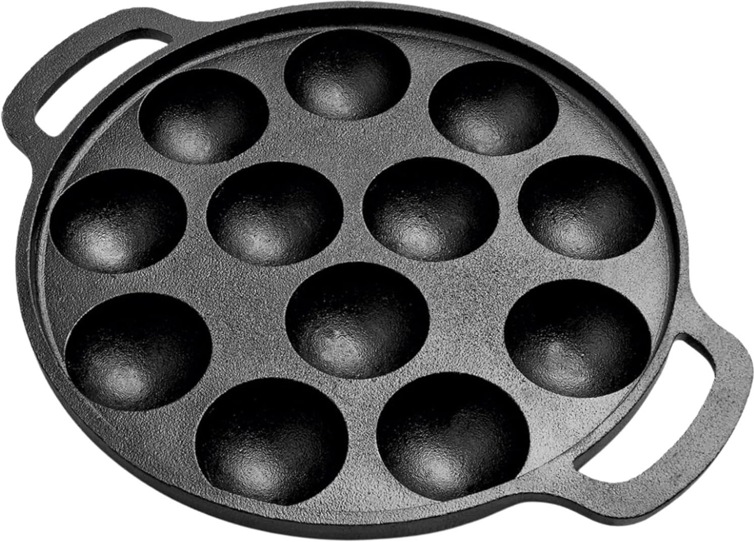 Image of M KHARAVAD 12 Pit Cast Iron Appam Pan Chetty Pan 27 cm diameter 3.9 L capacity