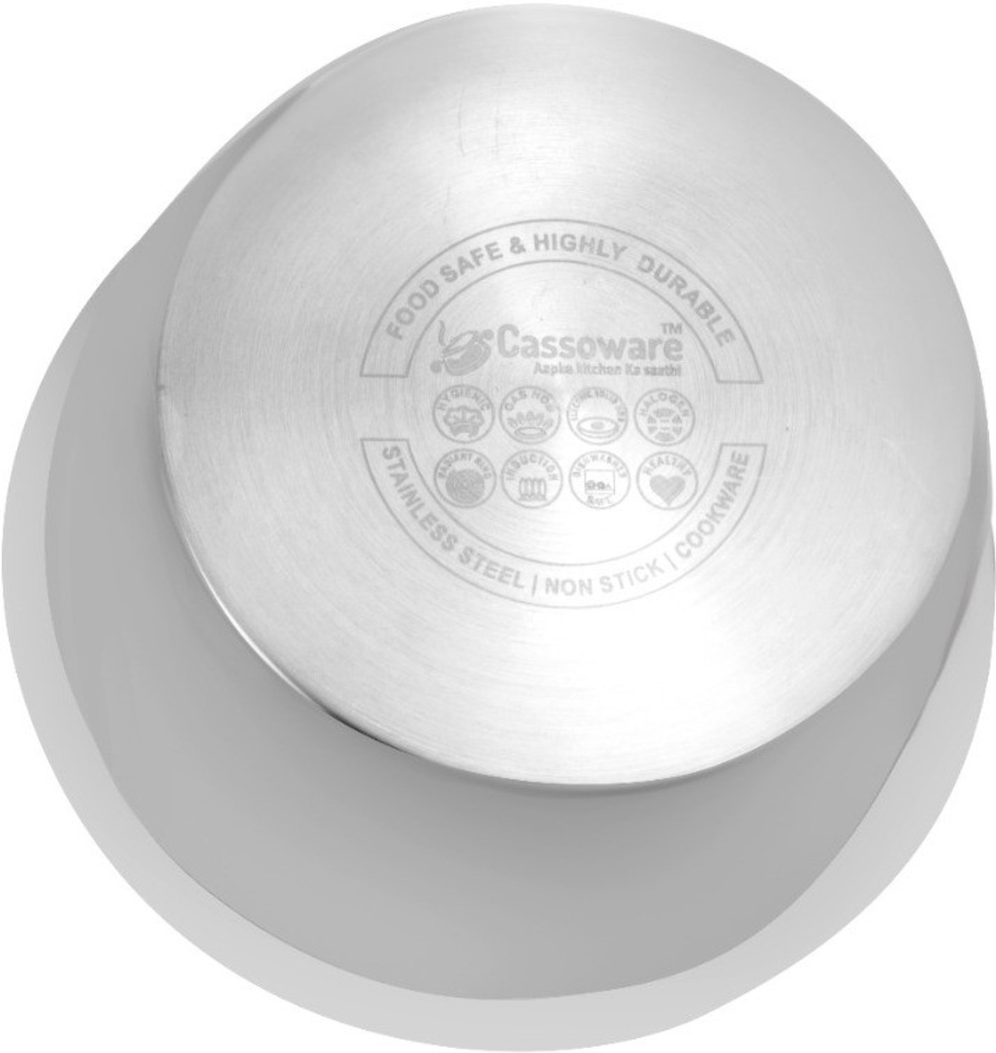 Image of Cassoware Stainless Steel Tope / Patila | Induction and Gas Stove Friendly 4500ML Tope /Bhagona /Patila 3.5 L capacity 16 cm diameter