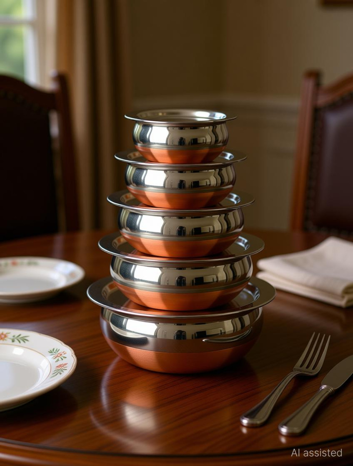 Image of Resoco 5 Handi Set With Lid, Serving Handi Set, Decorative Bowl Set, Bowl Set With Lid Handi 0.65 L, 0.85 L, 1.23 L, 1.83 L, 2.45 L with Lid