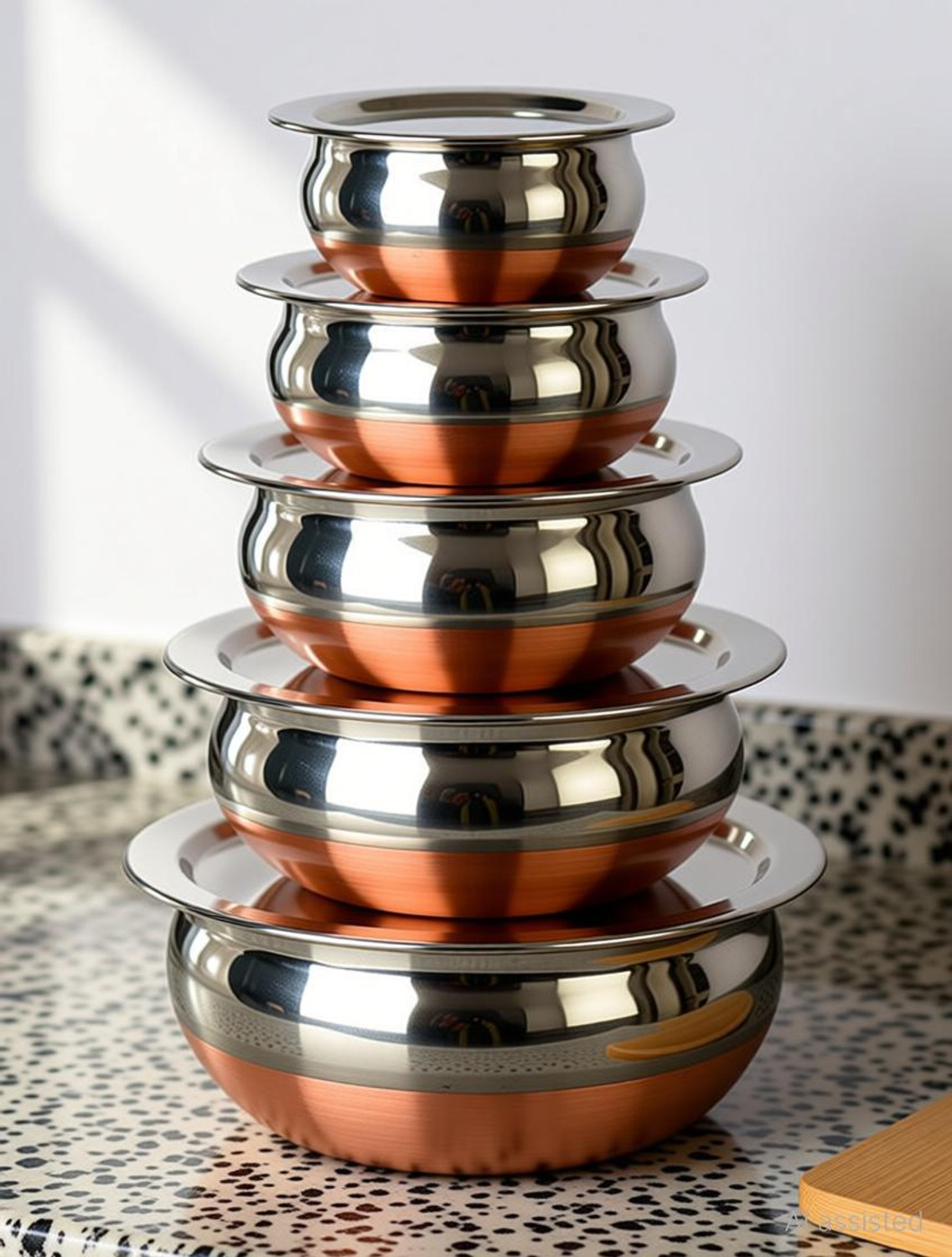 Image of Resoco 5 Handi Set With Lid, Serving Handi Set, Decorative Bowl Set, Bowl Set With Lid Handi 0.65 L, 0.85 L, 1.23 L, 1.83 L, 2.45 L with Lid