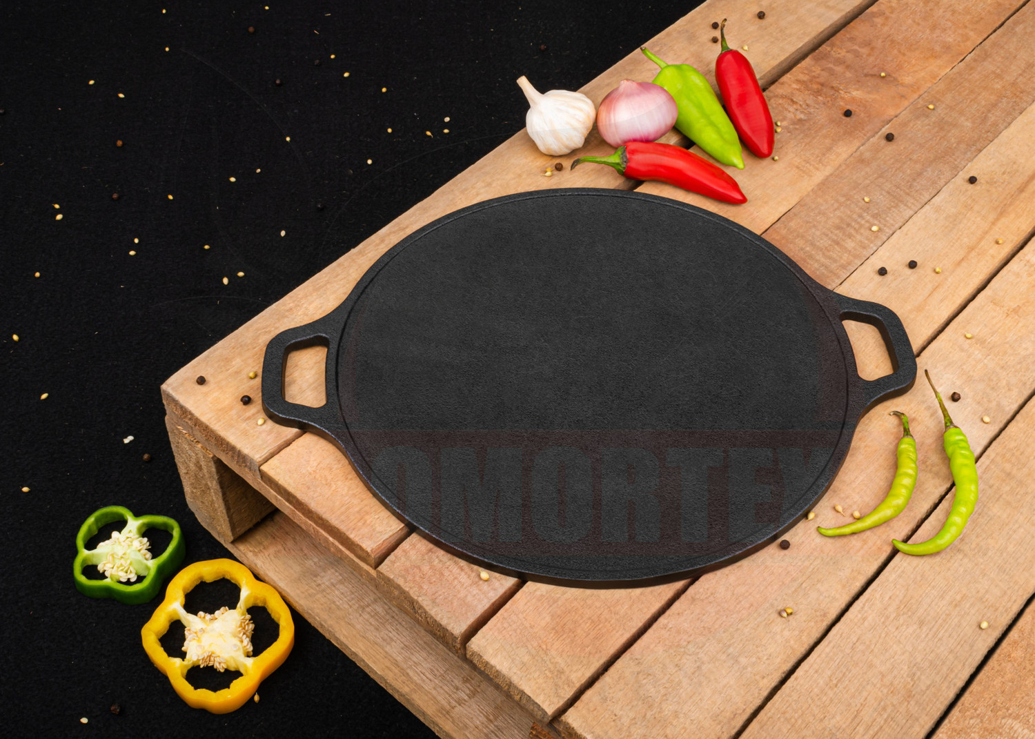 Image of OMORTEX Dosa Tawa 12 Inch Pre-Seasoned Cast Iron Skillet100% Toxin-free Tawa 30 cm diameter