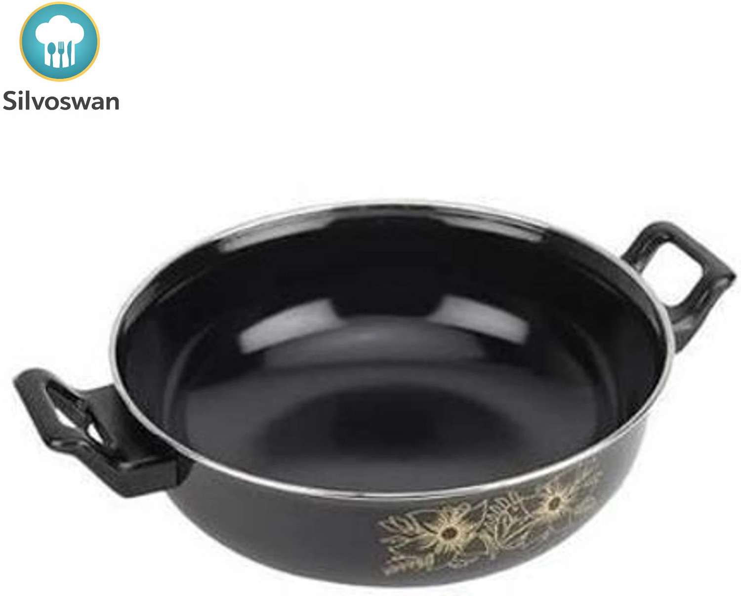 Image of SIWAAN Cookware - 4 Ltr. Enamel-Coated Steel Handi Kadhai 28 cm diameter 4 L capacity