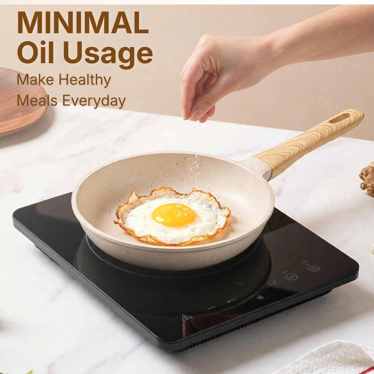 Image of Kreme CeraStone Granite Fry Pan 24 cm diameter 1.7 L capacity (Aluminium, Stoneware, Non-stick, Induction Bottom)