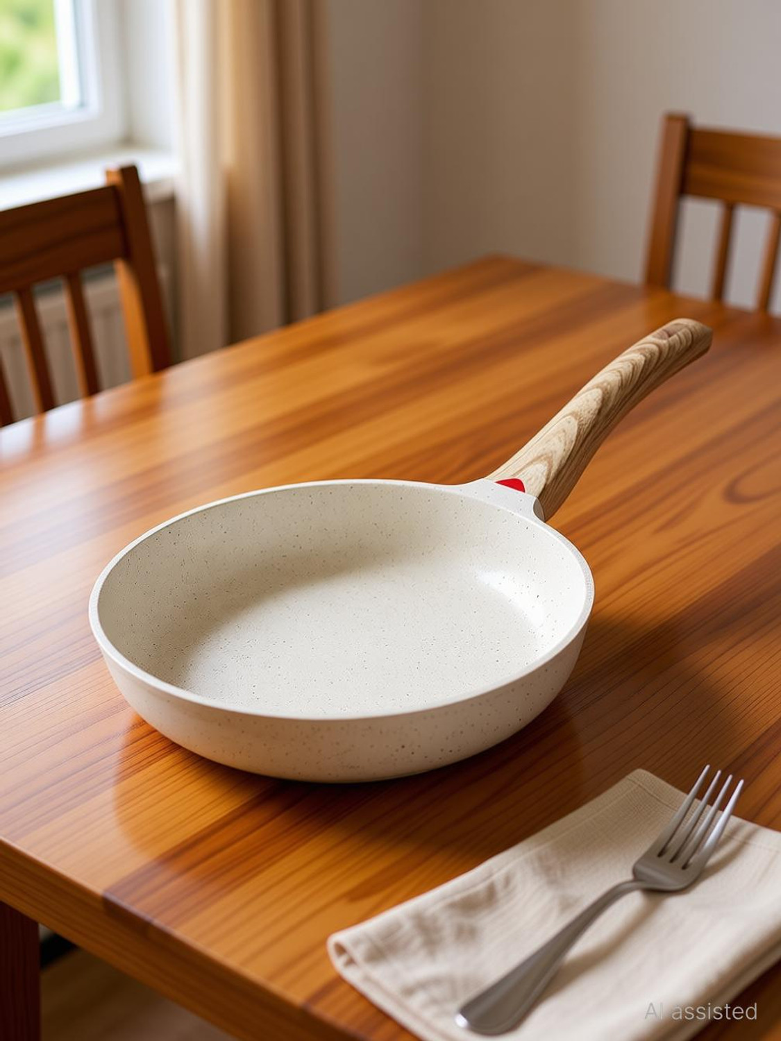 Image of GVND Ceramic Non-Stick Fry Pan with Handle | Scratch Resistant, Easy Clean Tawa-Style Fry Pan 20 cm diameter 1.1 L capacity