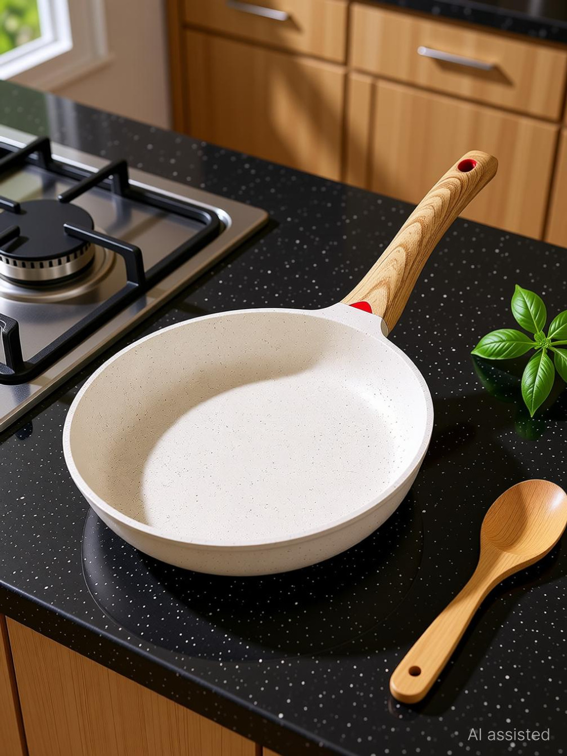 Image of GVND Ceramic Non-Stick Fry Pan with Handle | Scratch Resistant, Easy Clean Tawa-Style Fry Pan 20 cm diameter 1.1 L capacity