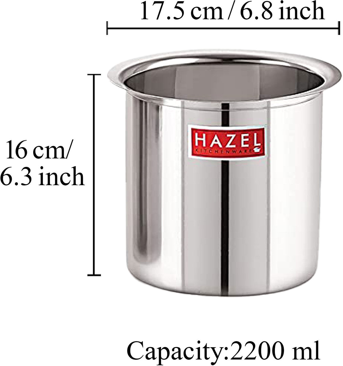 Image of HAZEL Milk Boiling Vessel Gunj for Kitchen Tope /Bhagona /Patila Set with Lid 2.2 L capacity 18 cm diameter