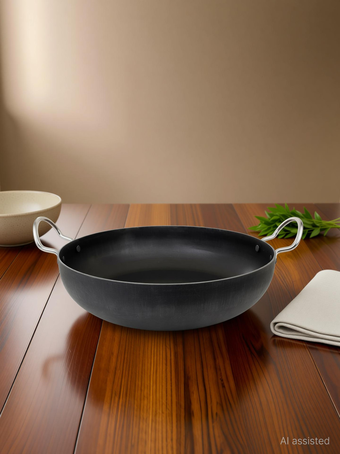 Image of SILVOSWAN Indian Village Kitchen Essential: Pure Natural Iron Kadhai (23cm) 43 Kadhai 23 cm diameter 2 L capacity