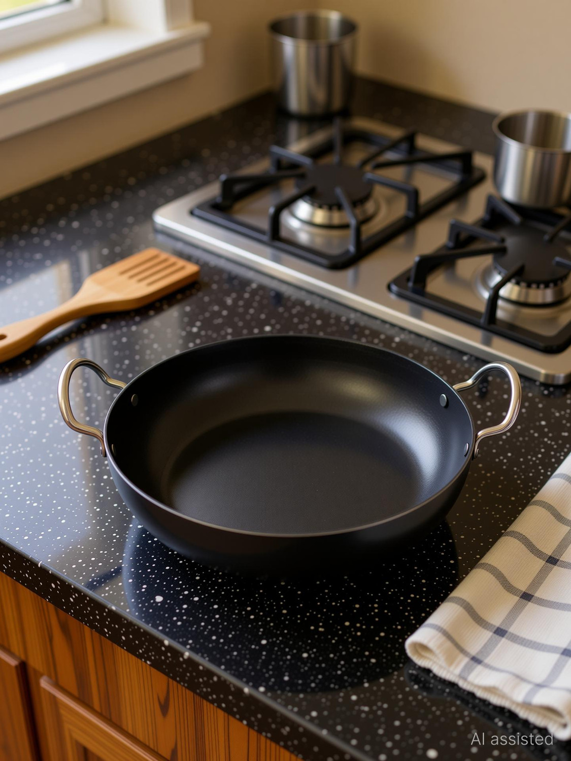 Image of SILVOSWAN Indian Village Kitchen Essential: Pure Natural Iron Kadhai (23cm) 43 Kadhai 23 cm diameter 2 L capacity