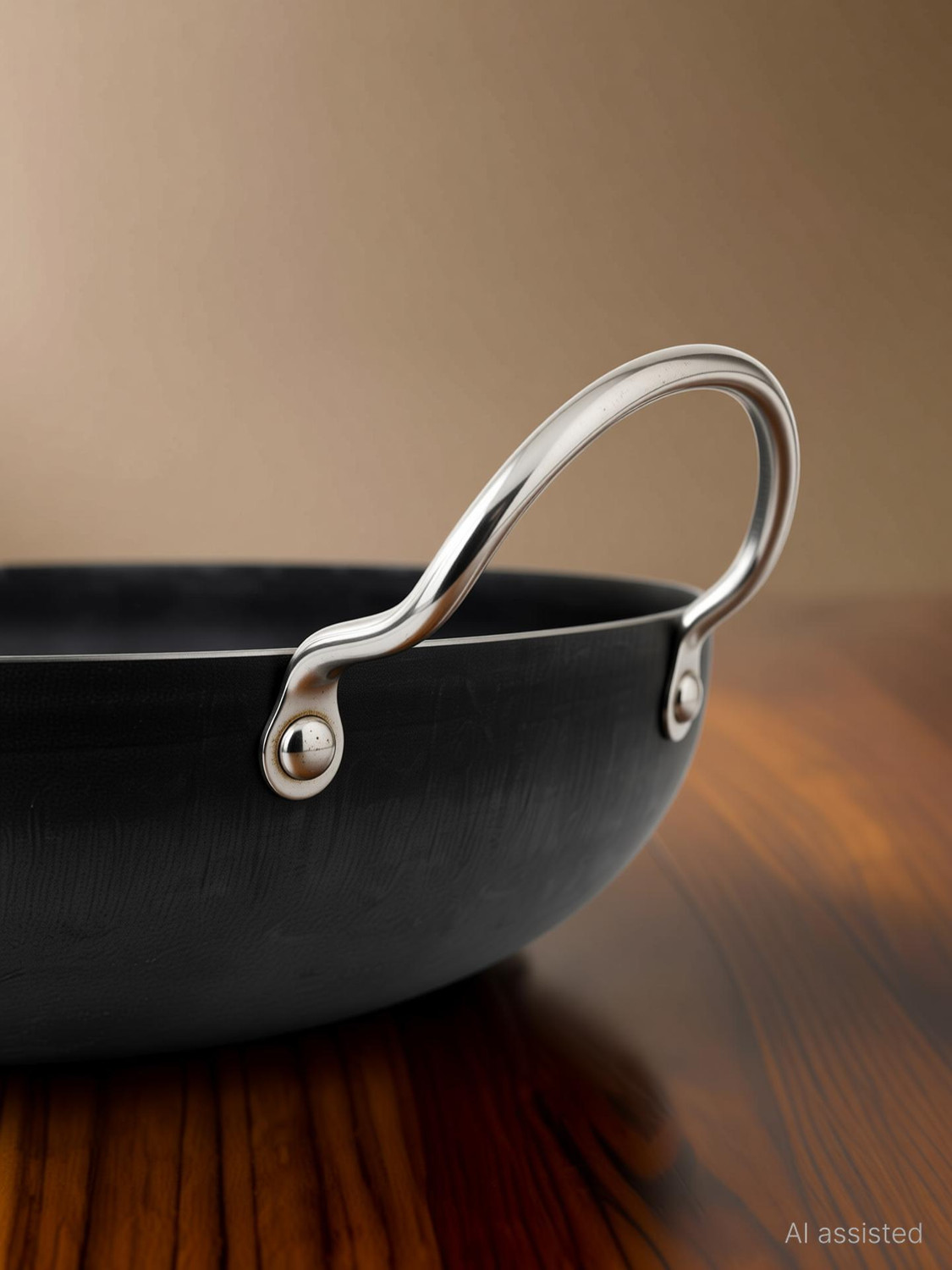 Image of SILVOSWAN Indian Village Kitchen Essential: Pure Natural Iron Kadhai (23cm) 43 Kadhai 23 cm diameter 2 L capacity