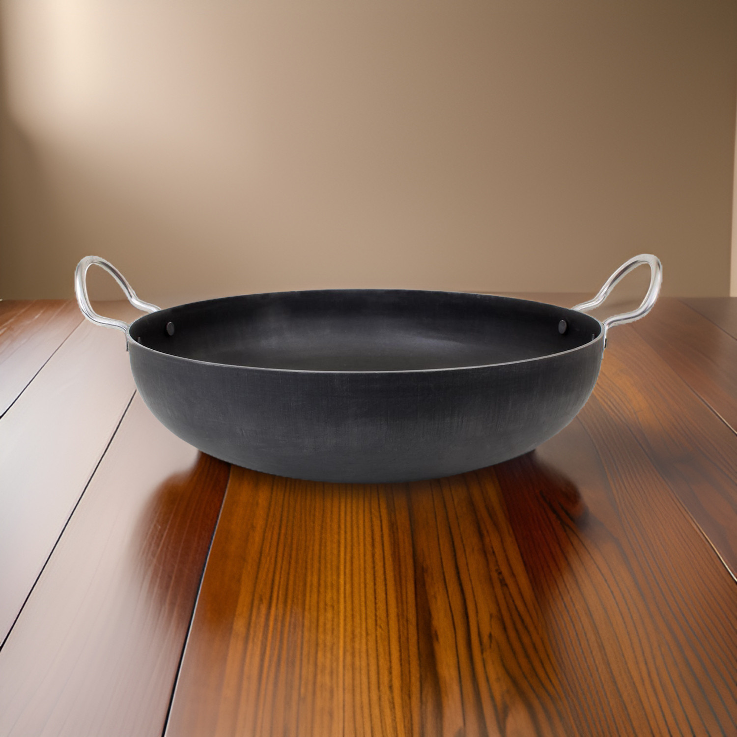 Image of SILVOSWAN Indian Village Kitchen Essential: Pure Natural Iron Kadhai (23cm) 43 Kadhai 23 cm diameter 2 L capacity