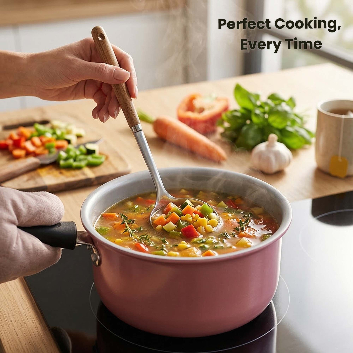 Image of Dozy Pink 2L Non-Stick Saucepan with Stay-Cool Handle Sauce Pan 18 cm diameter 2 L capacity