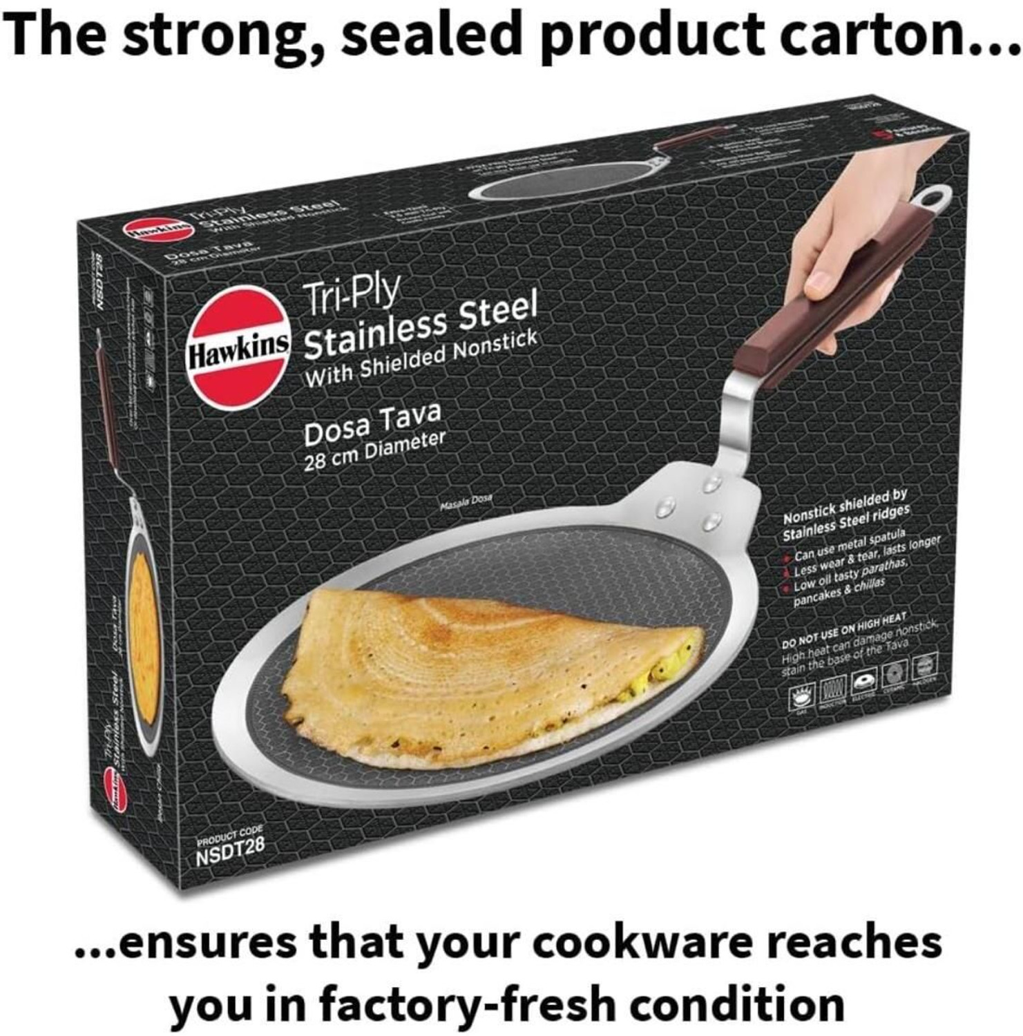 Image of Hawkins Honeycomb Nonstick Dosa Tawa - Triply Tawa 28 cm diameter
